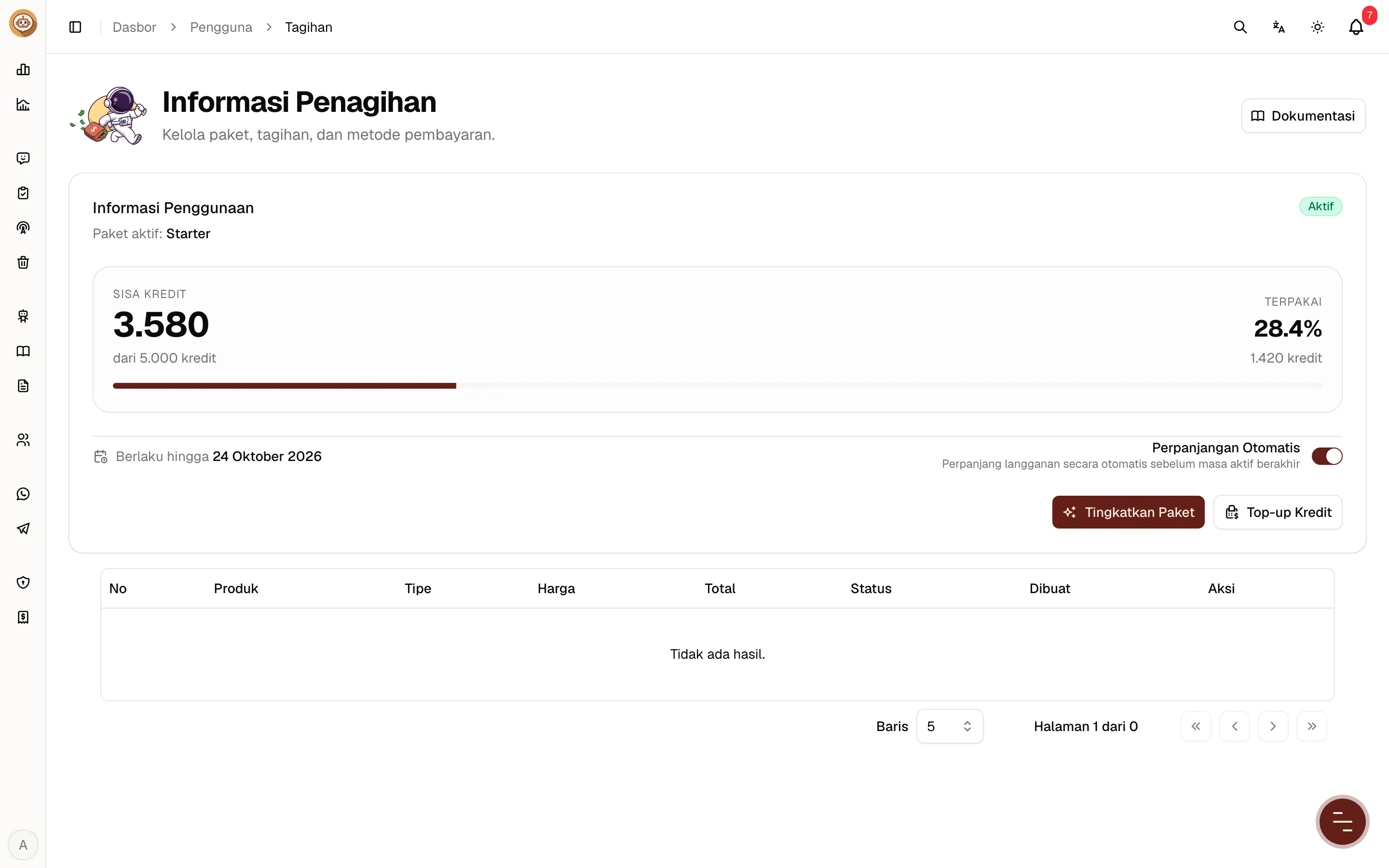 Dialog pilihan top-up kredit